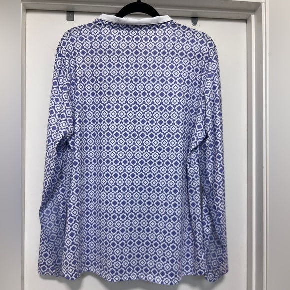 SanSoleil SOLCOOL MOCK SHELLTEE, purple print, long sleeve, Swarovski size XL - Picture 4 of 7